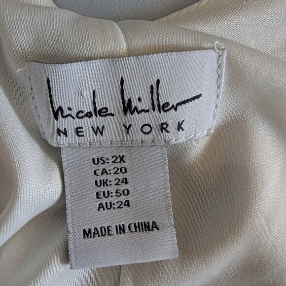 Nicole Miller New York Black & White Satin Maxi Dress Abstract Plus Size 2X - Picture 2 of 11